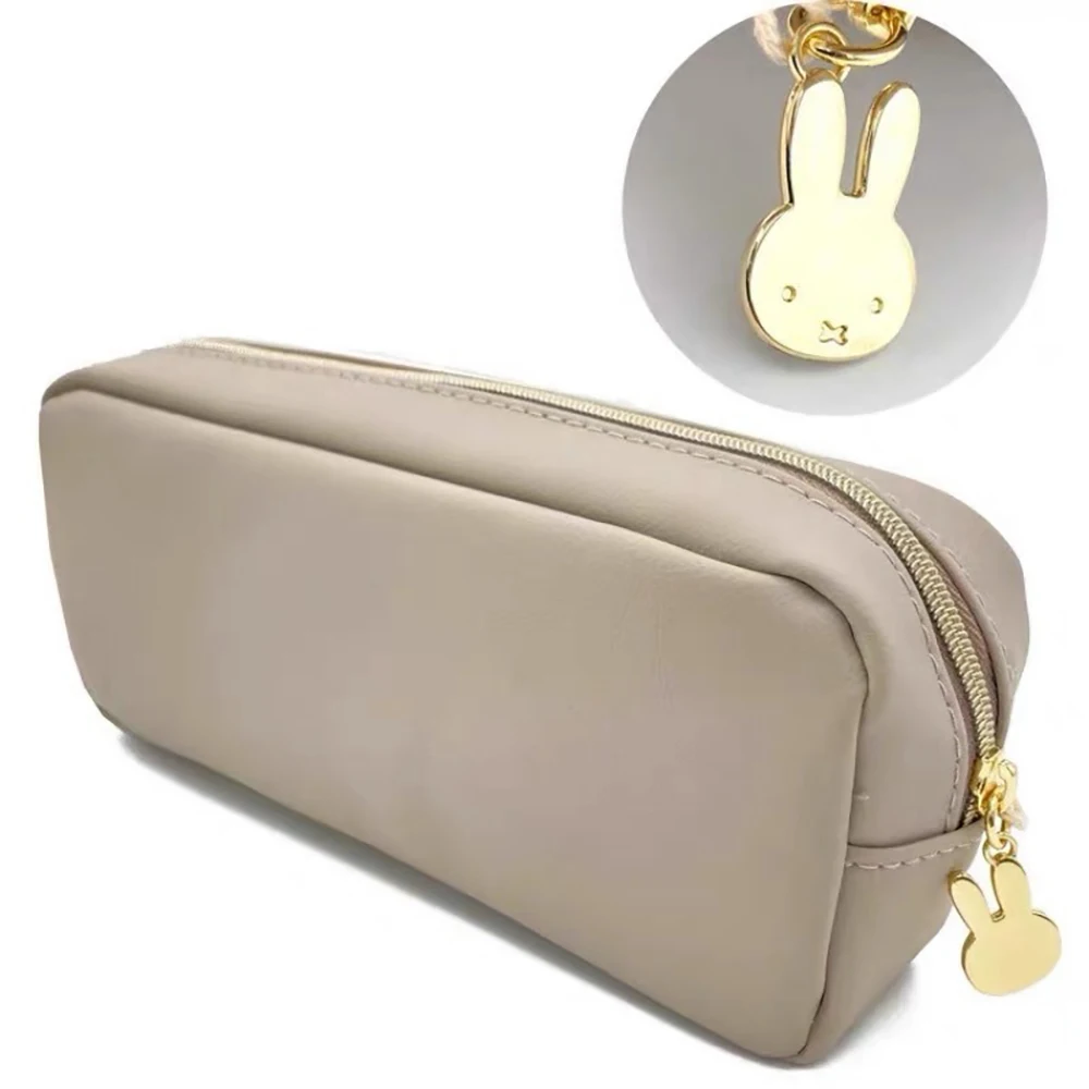 Süße Miffy Kawaii Bleistift Box Leder Wasserdicht Reißverschluss Stickerei Aufbewahrungstasche Cartoon Kaninchen Tragbare Kosmetiktasche Mädchen Geschenk