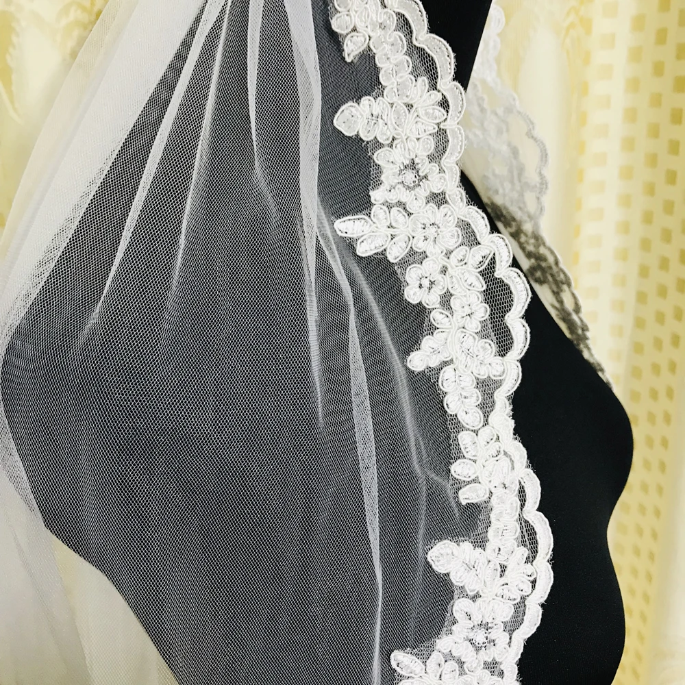 Voile de mariée en dentelle blanche ivoire avec peigne, sur mesure, photos réelles personnalisées, cathédrale de luxe, patients de mariage, 3 mètres