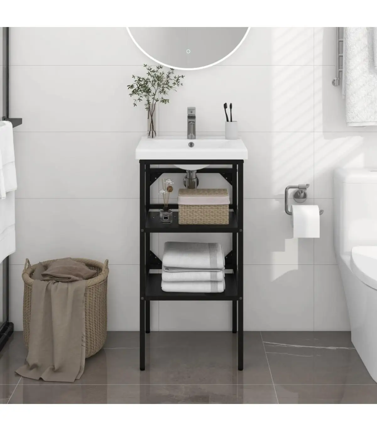 Bathroom vanities black iron Basin Structure 40x38x83 cm