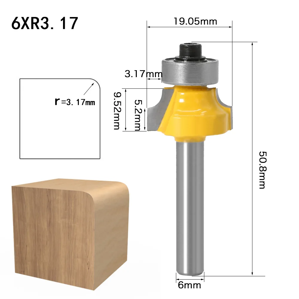 1PC 6MM Shank Milling Cutter Wood Carving Corner Round Over Router Bit with BearingMilling Cutter Wood Woodwork Tungsten Carbide