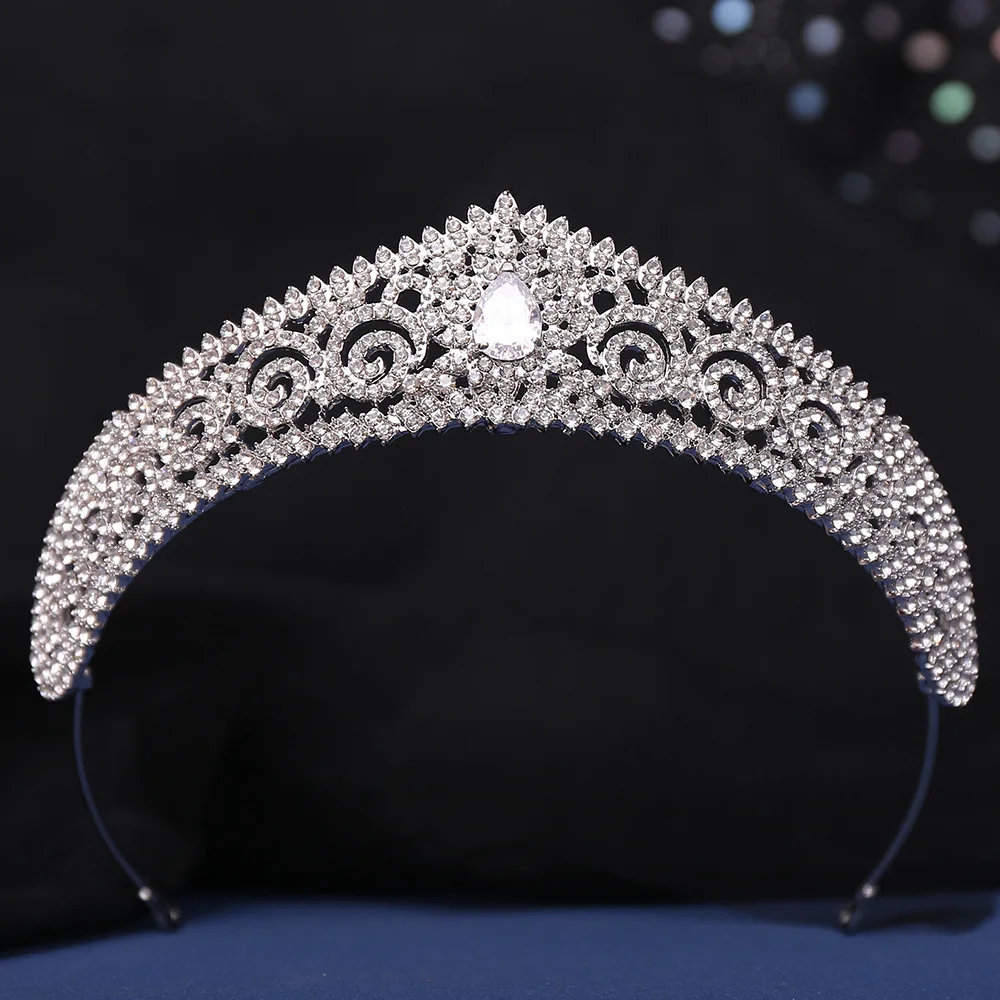 Luxury Cubic Princess Wedding Hair Crown for Women Kids Rhinestone Banquet Tiara Party Costume Hair Jewelry Accessorie
