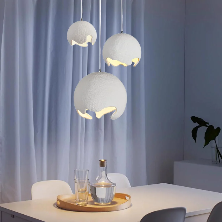 

Frosted design opaque spherical resin chandelier, Nordic French ceiling indoor home life chandelier (excluding light bulbs).