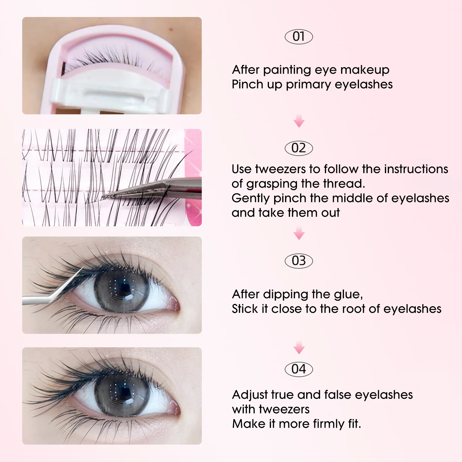 Ciglia finte ultra sottili e morbide in volpe Ciglia finte naturali e sottili per l'estensione delle ciglia finte in stile coreano con look per gli occhi della bambola