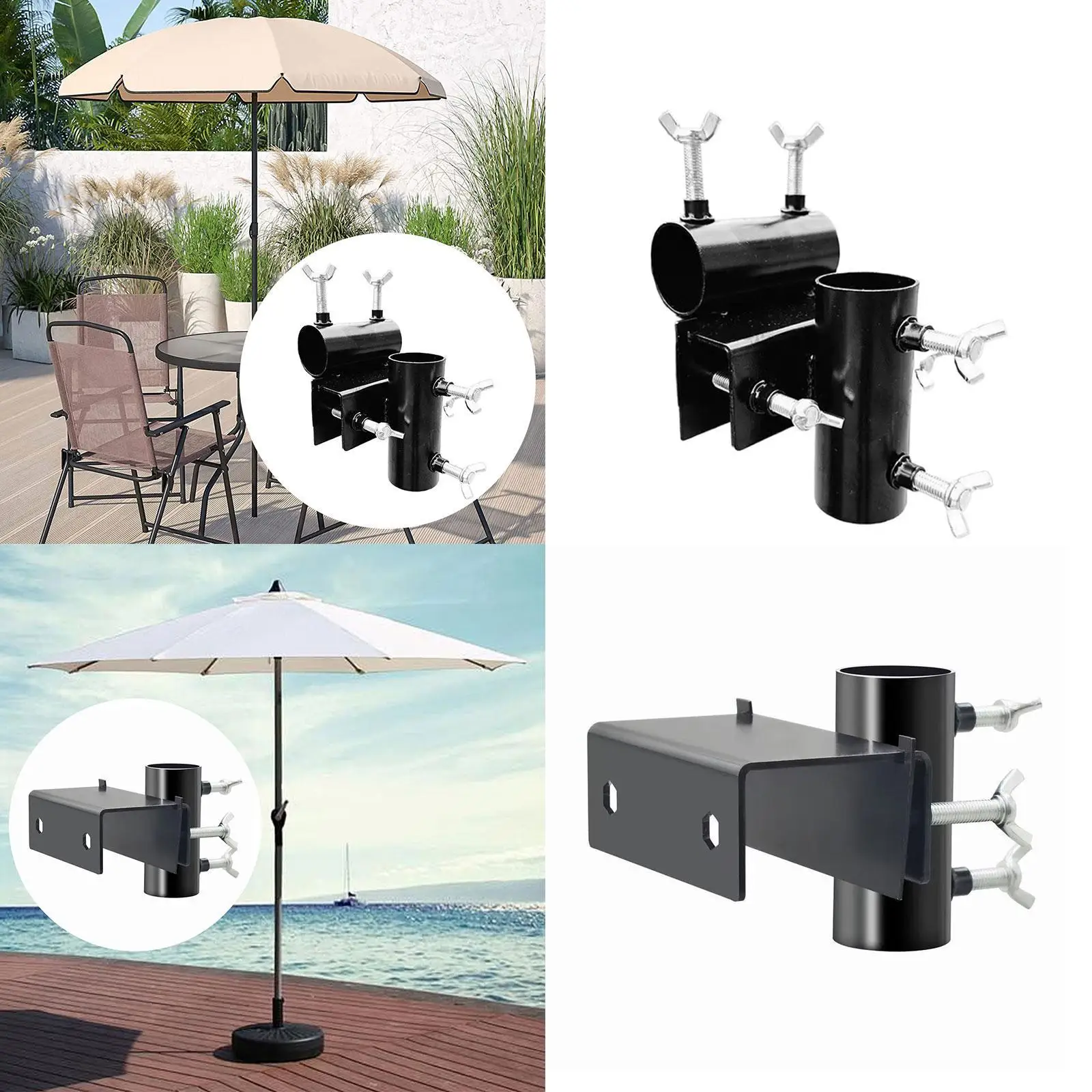 Picture 5: Heavy Duty Patio Umbrella Holder Adjustable Bench Clamp Umbrella Stand for Outdoor Balcony Railing