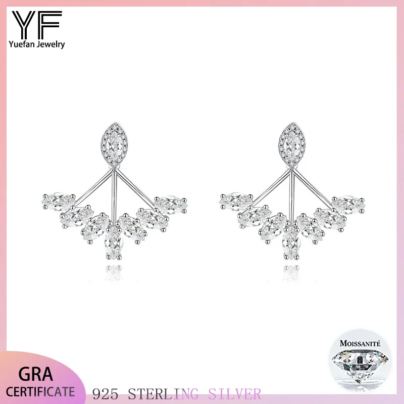 

Женские серьги из серебра 925 пробы с овальным цветком муассанита, покрытые золотом 18 карат, цвет D, сертифицированные VVS, идеальные украшения для вечеринок