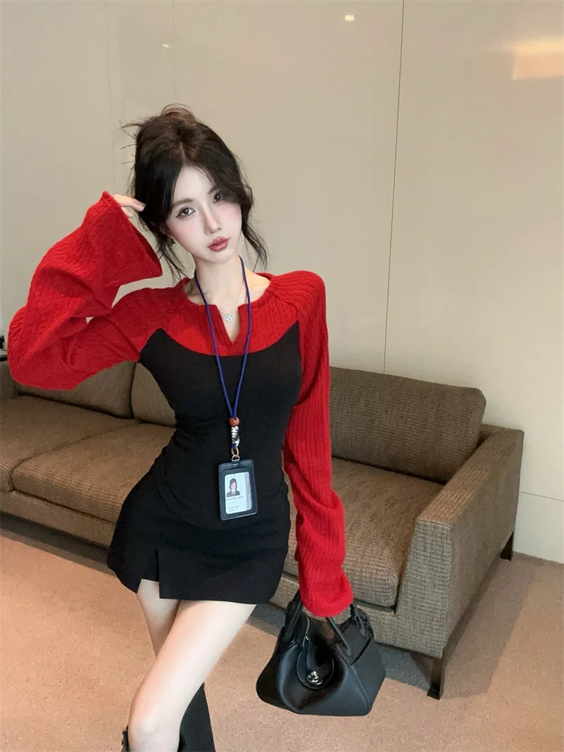 Sweaters Jumpers Pullovers Women Knitted Clothing Contrast Seam Athletic Leopard Outdoors Tops Streetwears Performance Sport OL view 4