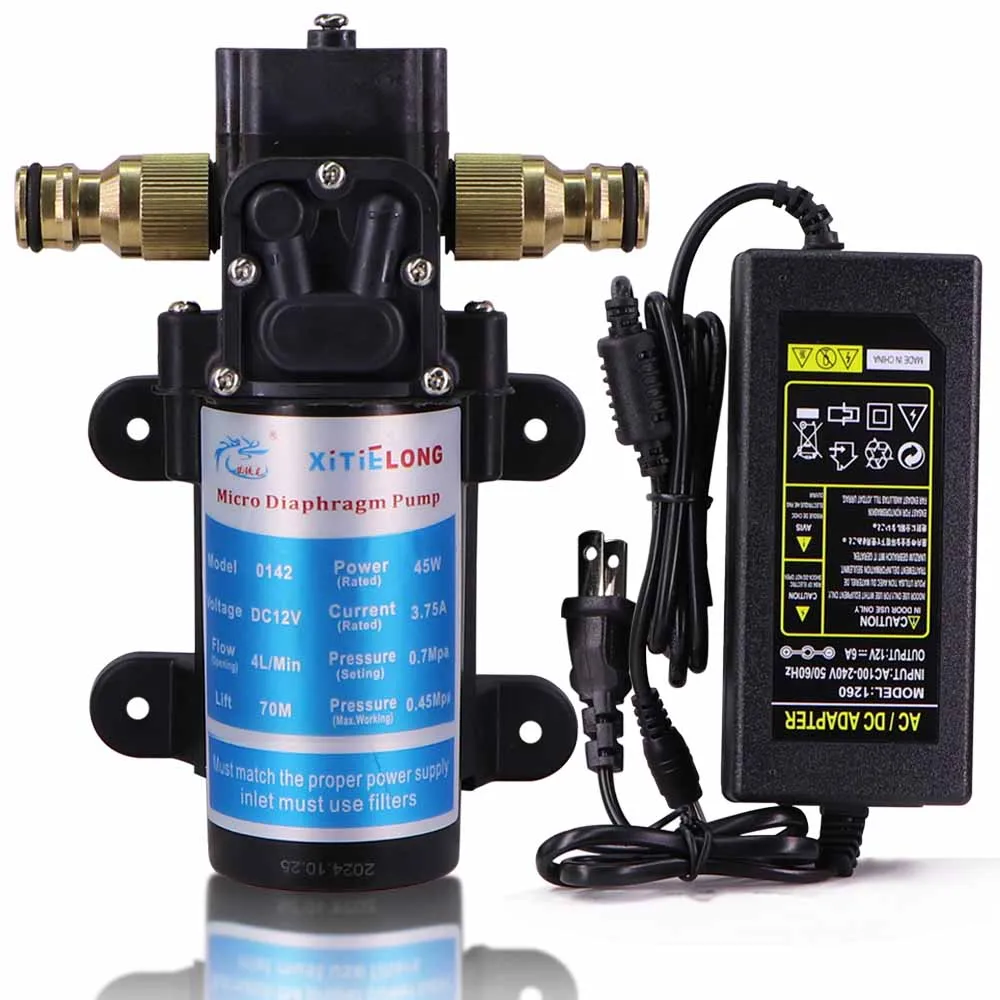 

45W 60W 80W 100W Self-priming Pump 110-240V Power Supply Kit 16mm Brass Joint Water Pressure Diaphragm Pump Irrigation Watering
