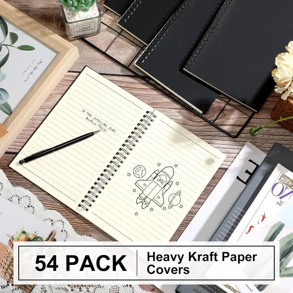 Gevoerde A5 spiraalvormige notitieboekjes, 8,3x5,5, 54-pack, schrijfpapier voor studenten en op kantoor, terug naar schoolbenodigdheden