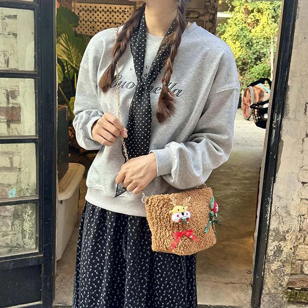 

Мягкая кавайная рождественская сумка через плечо Санта-Клаус Лось Олень квадратная сумка большой емкости из полипропилена и хлопка женская сумка на цепочке для девочек