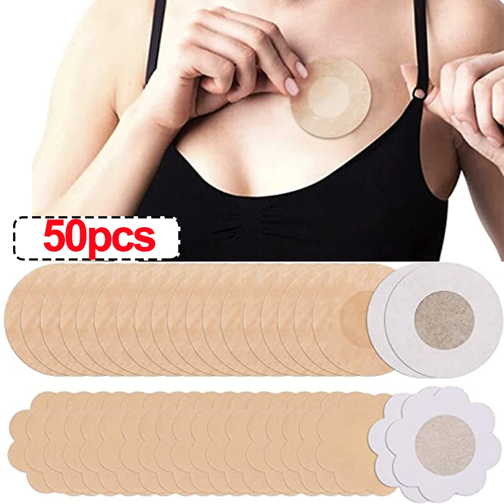 

2/50pcs Invisible Stickers Nipples Covers Women Nipple Pasties Breast Petals Invisible Bra Padding Chest Nipple Covers Stickers