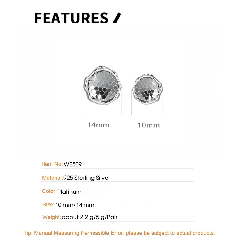 F.I.N.S الأصلي بساطتها S925 فضة أقراط غير النظامية العسل بريق ثقب الأذن ترصيع غرامة مجوهرات هدايا #6