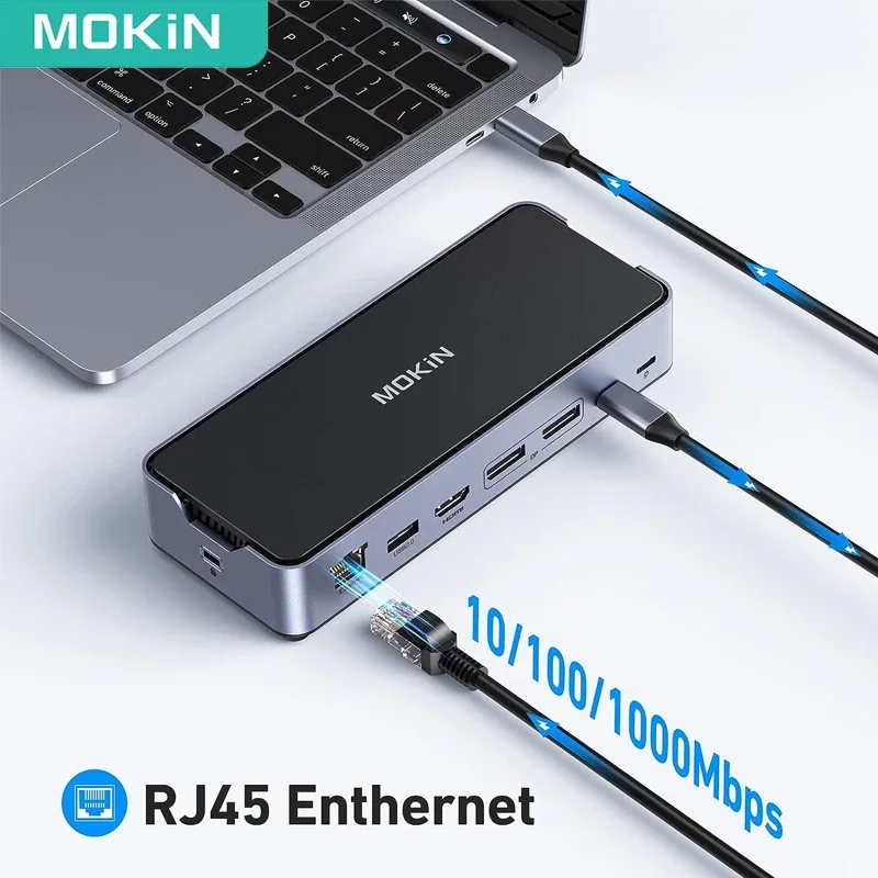 Mokin15 in 1 USBcドッキングステーション8k30 hz hdmiポート3モニターUSB 3.1 w pd sd & tf USB cラップトップ用ドックmacbook lenovo pc