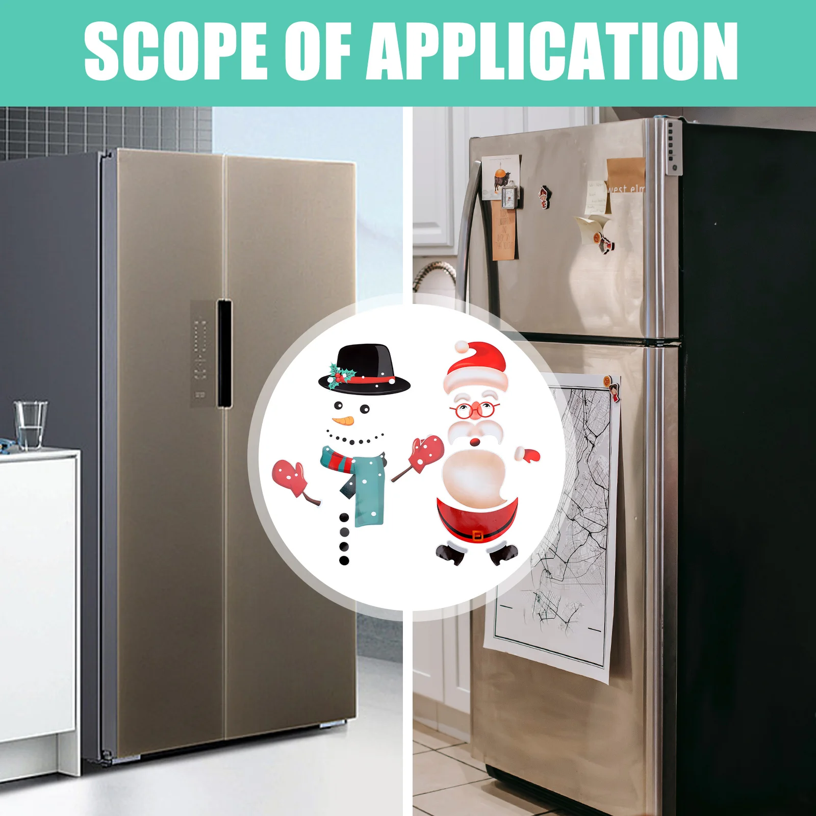 

Christmas Fridge Magnet Magnets Stickers Snowman Face Decals Decorations Magnetic