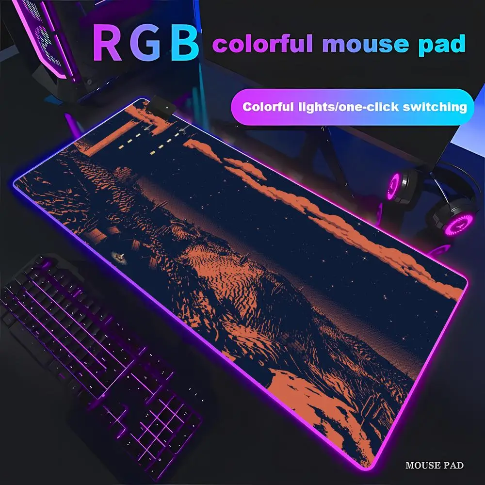 

HYBXAXC Mouse Pad Rubber For Office Gaming Purple Blue Fantasy Girl Mat RGB Gaming Pad HD Gamer LED Light XXL Computer Non-slip