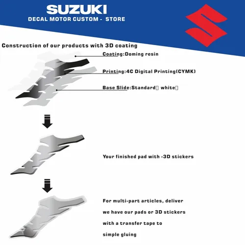 Imagen 2 del producto Pegatinas 3D para motocicleta, accesorios, pegatinas de protección de tanque de combustible, carbono adecuado para SUZUKI GSXR GSX-R 250 600 750 1000 1300 150