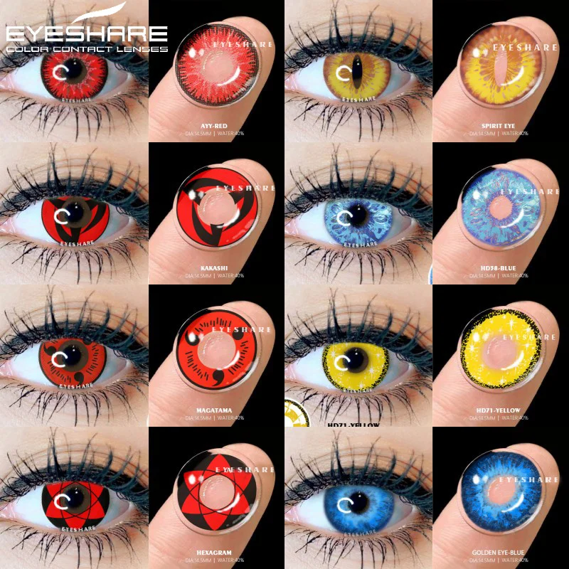 EYESHARE Color Contact Lenses 1Pair Cosplay Contact Lenses for Eyes Halloween Multicolored Lenses Anime Accessories Color Lenses