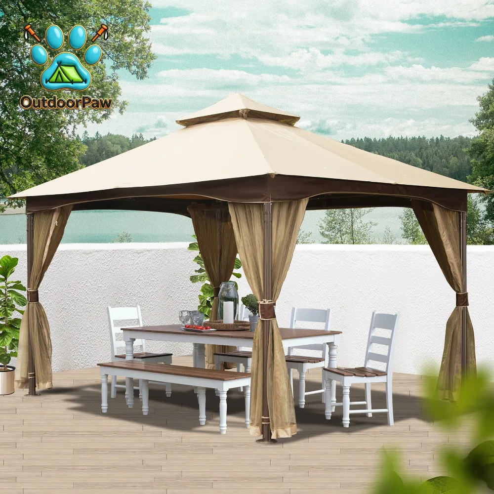 Linya Outdoor Shade Gazebo Cloth Top Tent Courtyard Garden Four Corner Pavilion Outdoor Leisure Roman Canopy
