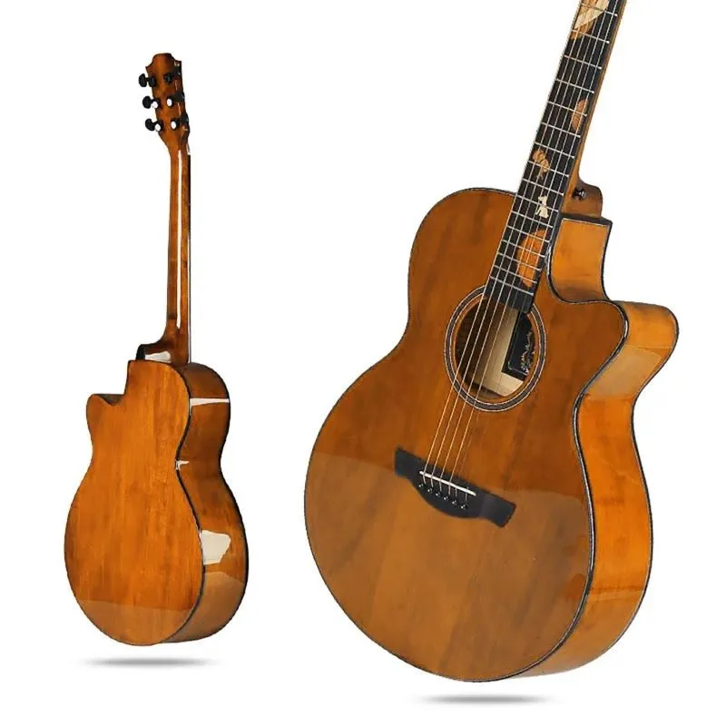 40 Inch Folk Acoustic Guitar Spruce Top Basswood Body Planet Fingerboard Decal Beginner Instrument
