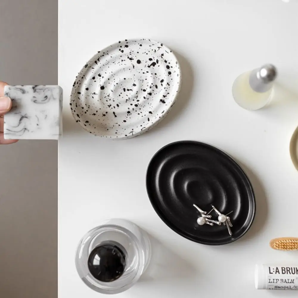 

Ins Ceramic Soap Dish Simple Nordic Oval Soap Box Solid Color European Style Sink Surface Shelf Bathroom Supplies