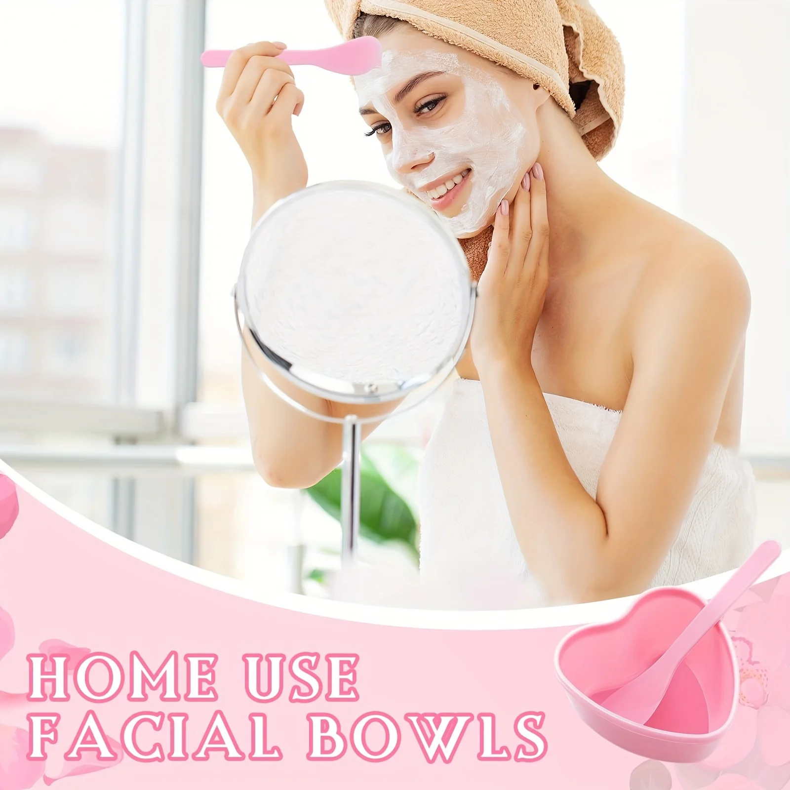 8-teiliges Herzförmiges Masken-Mischset mit Spatel, Rosa Plastik-Gesichtsmasken-Mischwerkzeug-Set, DIY Hautpflege Schlamm-Pulver Rührset – Detail 4