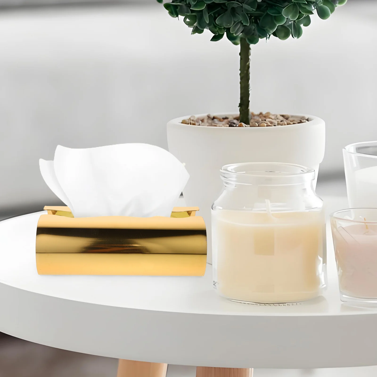 

Silver Stainless Steel Tissue Box Metal Holder Modern Desktop Napkin Cover for Living Room Bedroom Bathroom Vanity Office