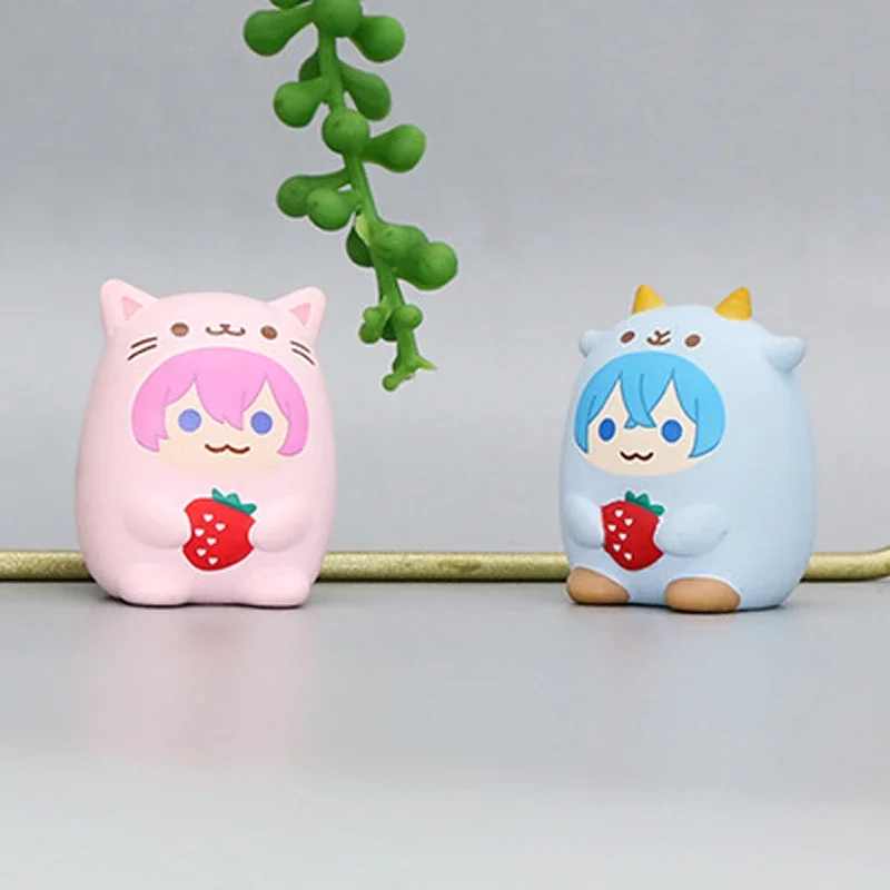 1-4Pcs Original Game Mini Kawaii Cute Anime Strawberry Rinu Bear PVC Figure Collect Model Toy Gift For Kid Boy Girl