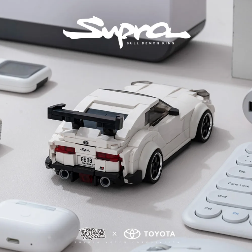 Sportwagen Toyota No.Supra MOC 367PCS Speed Racer Auto Bouwstenen Voertuig Bakstenen met Container Display Box Kerstcadeau