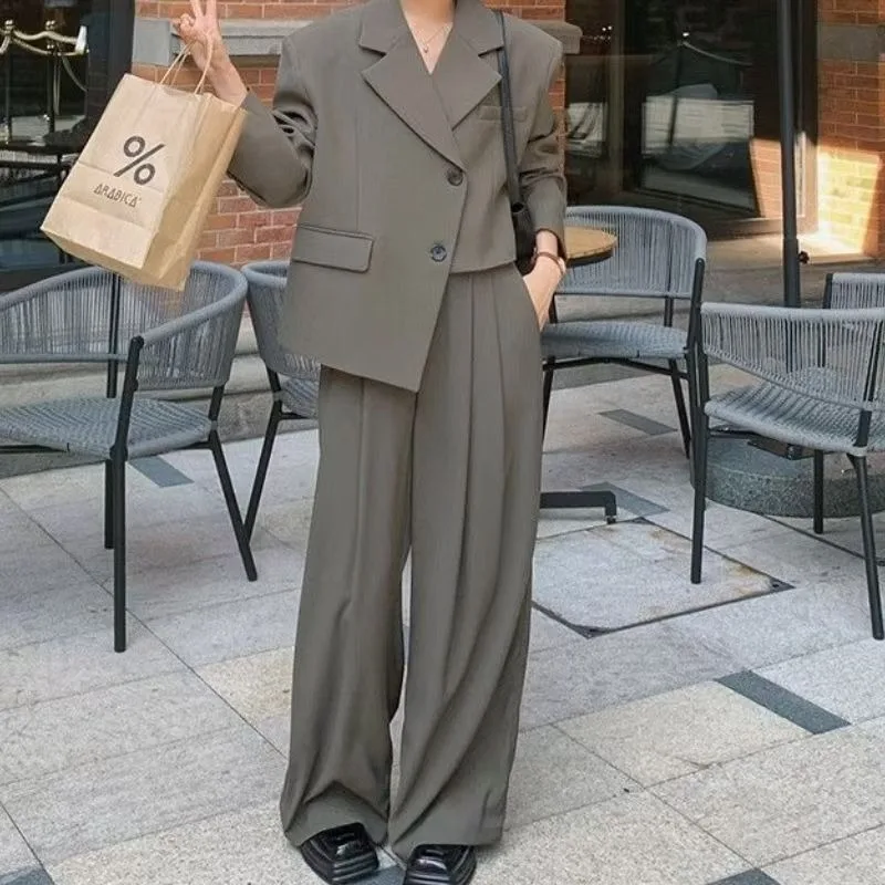 

Suit Blazer Wide-leg Trousers Tailored Ensemble Women's Spring/Autumn Elegant Socialite Fashionable Casual Versatile Comfortable