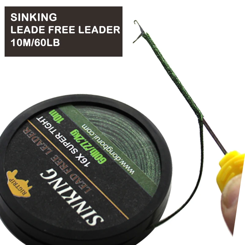 

10m 60LB Leadfree Leader Sinking Line 16X Super Tight PTFE Fiber Braid Carp Hair Chod Helicopter Ronnie Rig Carp Fishing Tackle