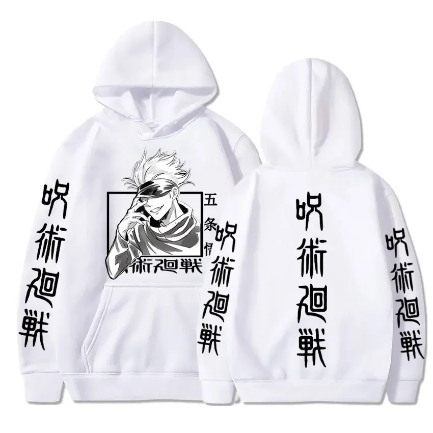 Japan Anime Jujutsu Kaisen Gojo Satoru Hoodies Sweatshirt Casual Manga Print Sweatshirts Loose Long Sleeve Men Hoodie Streetwear