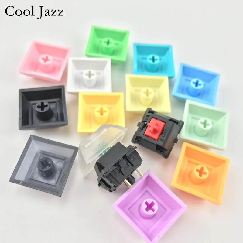 Keycaps transparentes para jogos mecânicos, Cool Jazz Pbt Keycap, Dsa 1U, cor mista, verde, amarelo, azul, branco