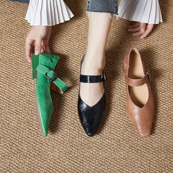 ALA  Rising|2024 New Vintage Pointed Toe Genuine Leather Shoes Elegant Unique Design High Quality Shoes For Women