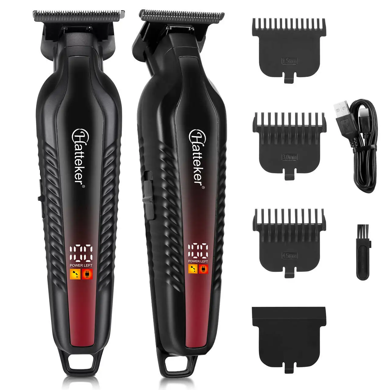 Hatteker Gradient Haarschneidemaschine Professioneller Friseur-Haarschneider mit LCD-Digitalanzeige, Kantentrimmer, wiederaufladbar, für Herren, für den Heimgebrauch