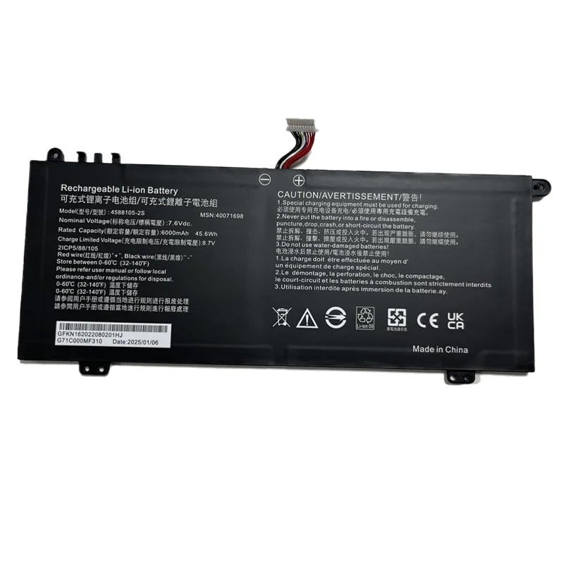 7.6V 45.6Wh 6000mAh 4588105-2S Laptop Battery for Dynabook Satellite Pro C50-H-108 C50-H-103 C50D-B-115 for Medion Akoya