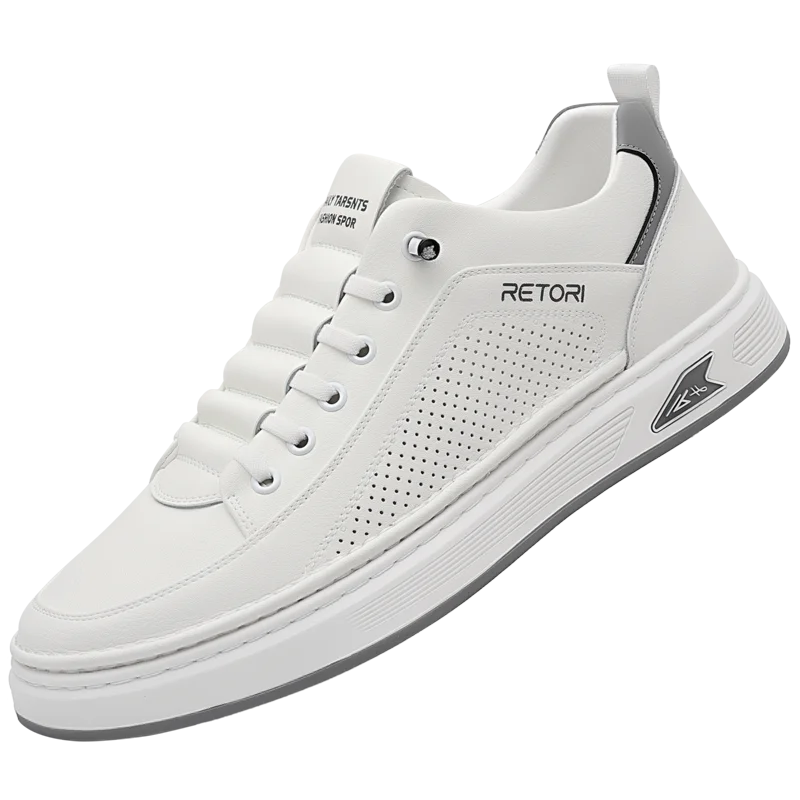 

2026 New Summer Breathable Casual Leather Shoes for Men, Flat Shoes with Hollow Design, Genuine Leather White Shoes, Versatile M