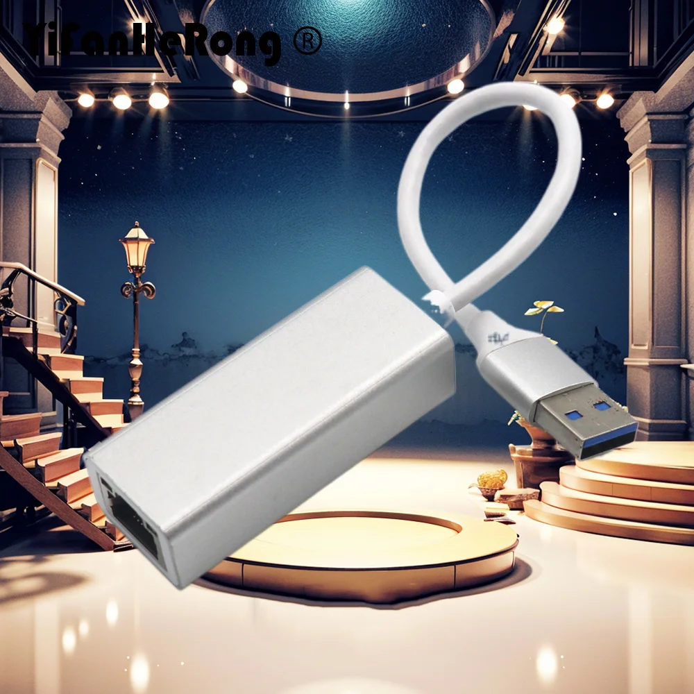 Network Adapter USB 3.0  to Ethernet Gigabit RJ45 LAN Converter for 10/100/1000 Mbps Ethernet Supports for Computer Desktop