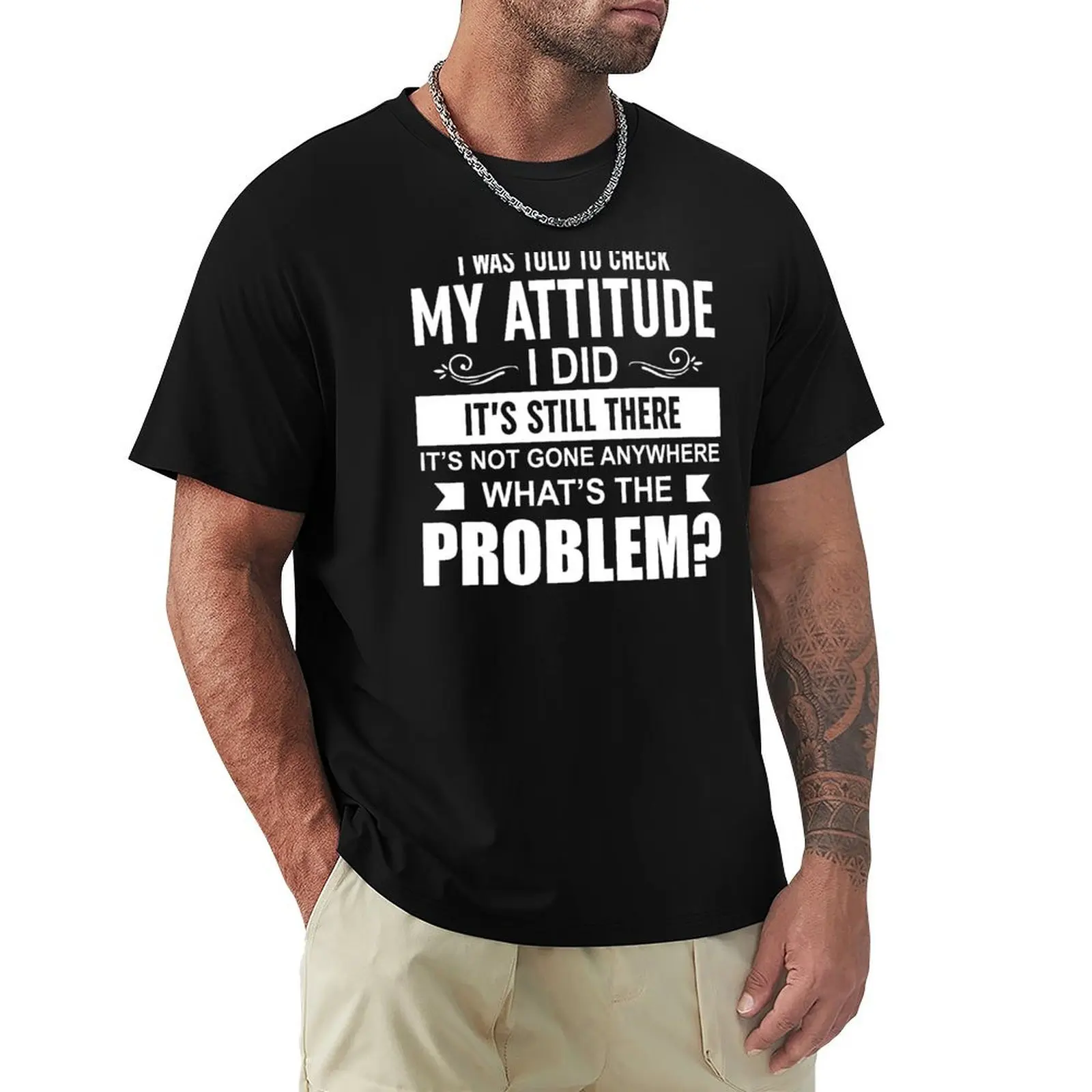 I Was Told To Check My Attitude T-Shirt Basic Solid Color Short Sleeve Cotton Top