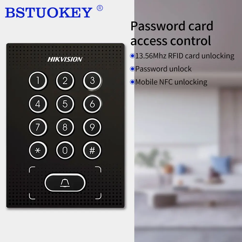 Hikvision Door Lock Opener Keypad Access Control System Card Reader Support Wiegand 27/35 Output Master Card 1000 Users Doorbell