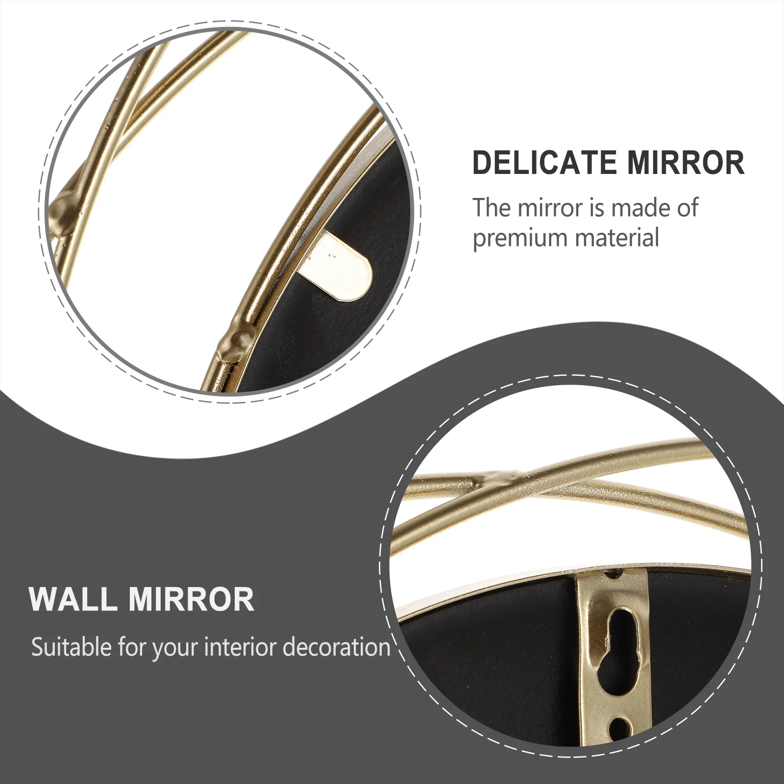 

1Pcs Round Wall Mirror Premium Material Rustproof Vintage Decorative Entryway Mirror for Home Hotel Guesthouse