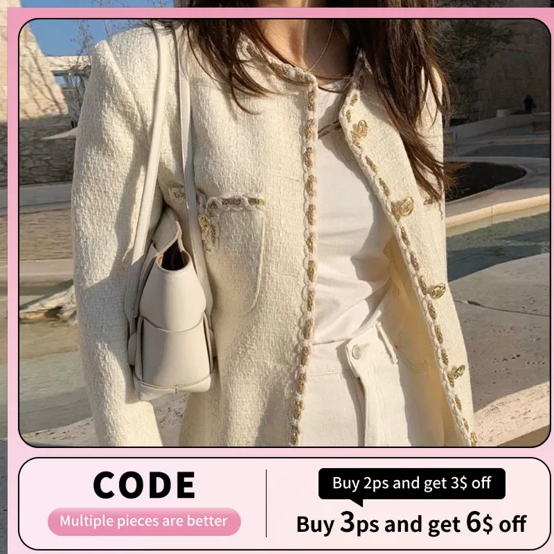 

ZCSMLL Loose Versatile Single-breasted Round Collar Coat 2022 Autumn Spring Long-sleeved Vintage Jacket Women Korean Fashion