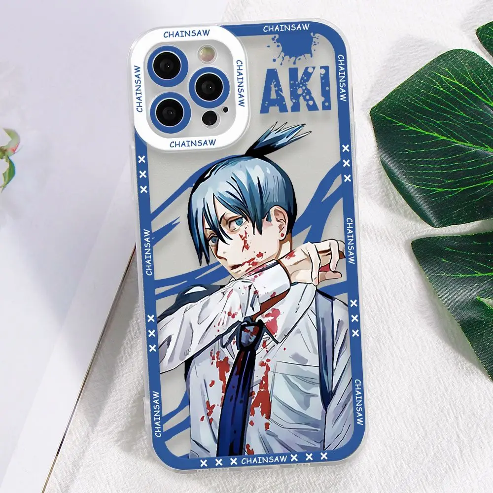 Anime Chainsaw Man Phone Case for Oppo A98 A96 A79 A78 A74 A60 A58 A57 A54 A53 A38 A17 A16 4G 5G Border Print Clear Soft Cover