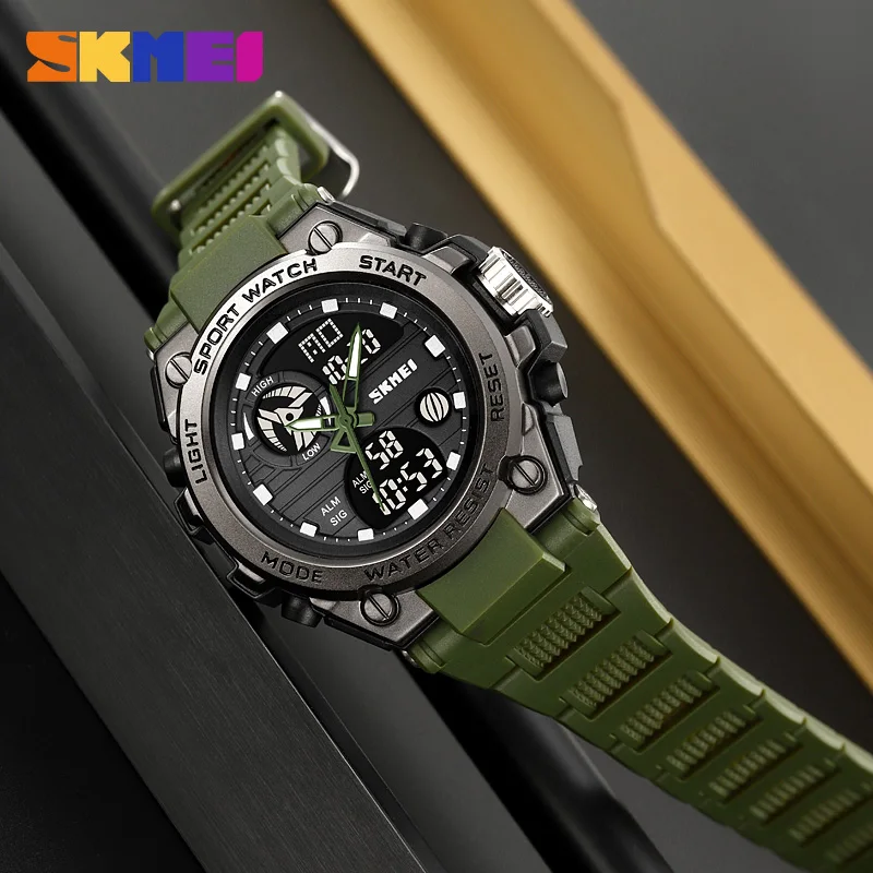 

SKMEI креативные цифровые часы с двойным дисплеем времени, спортивные часы для мужчин и женщин, модные водонепроницаемые кварцевые наручные часы