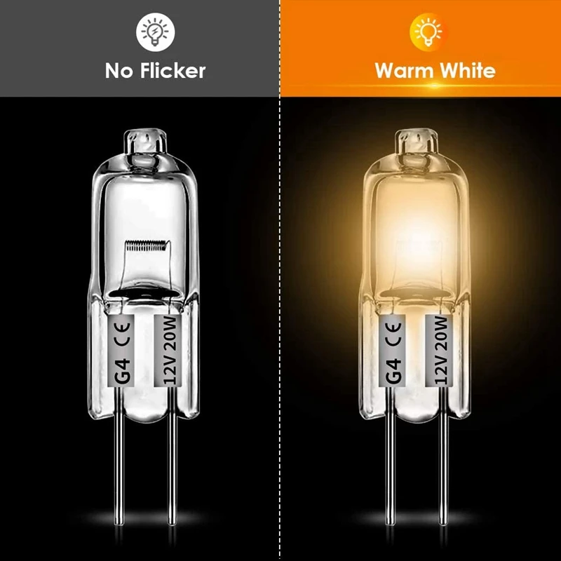 40PCS G4 12V 20W Halogen Lamp G4 12V Bulb Inserted Beads Crystal Lamp Halogen Bulb 20W 12V Halogen Bulbs