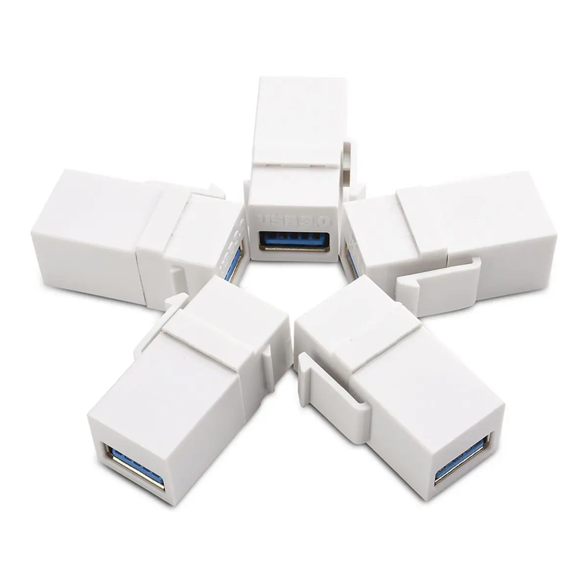 A14G 5-Pack USB 3.0 for Jack Insert, Female to Female Gender Changer Coupler for Wall Plate