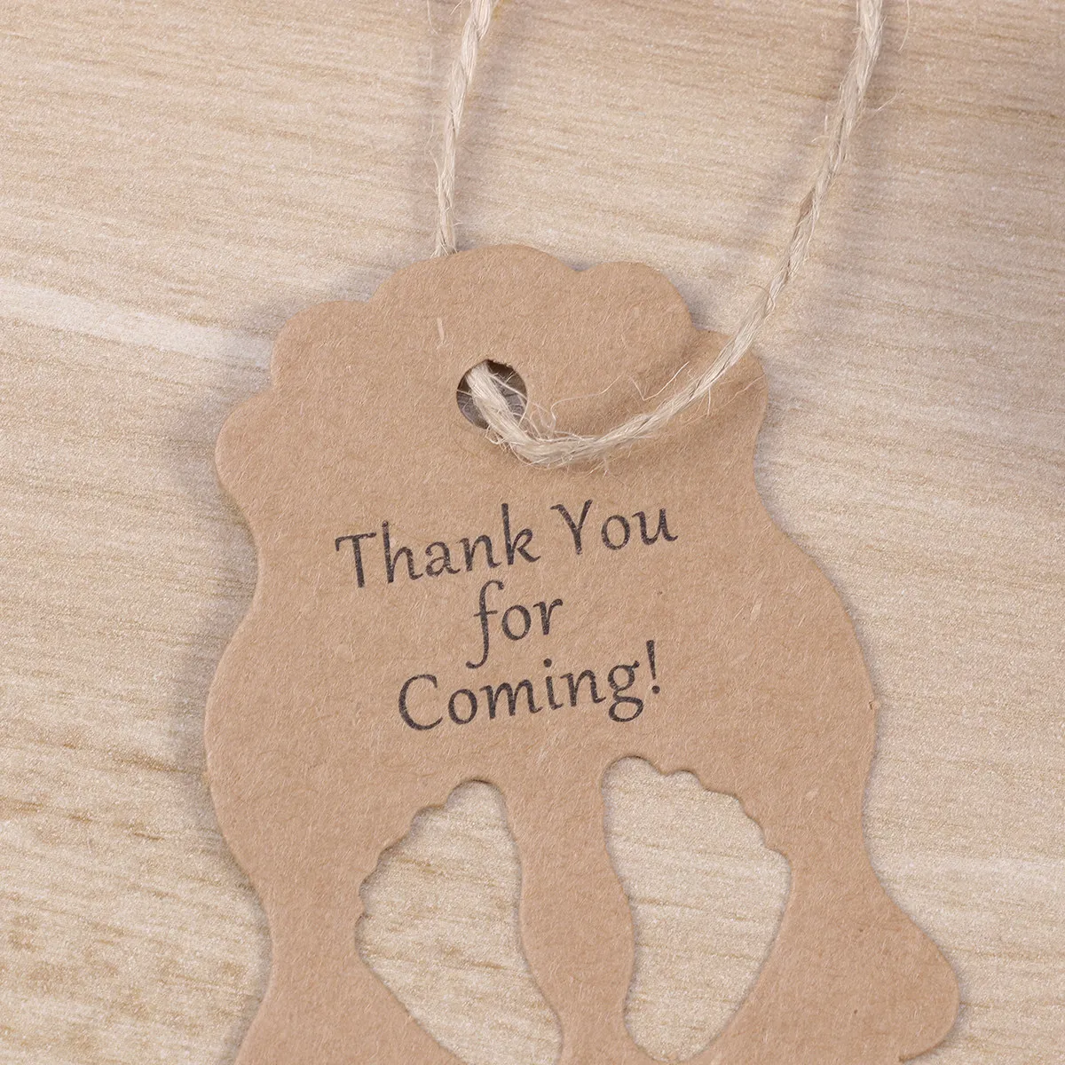 50Pcs Shower Hanging Tags Kraft Paper Footprint Design Thank You Tags for Presents Favor Bottles DIY Crafts
