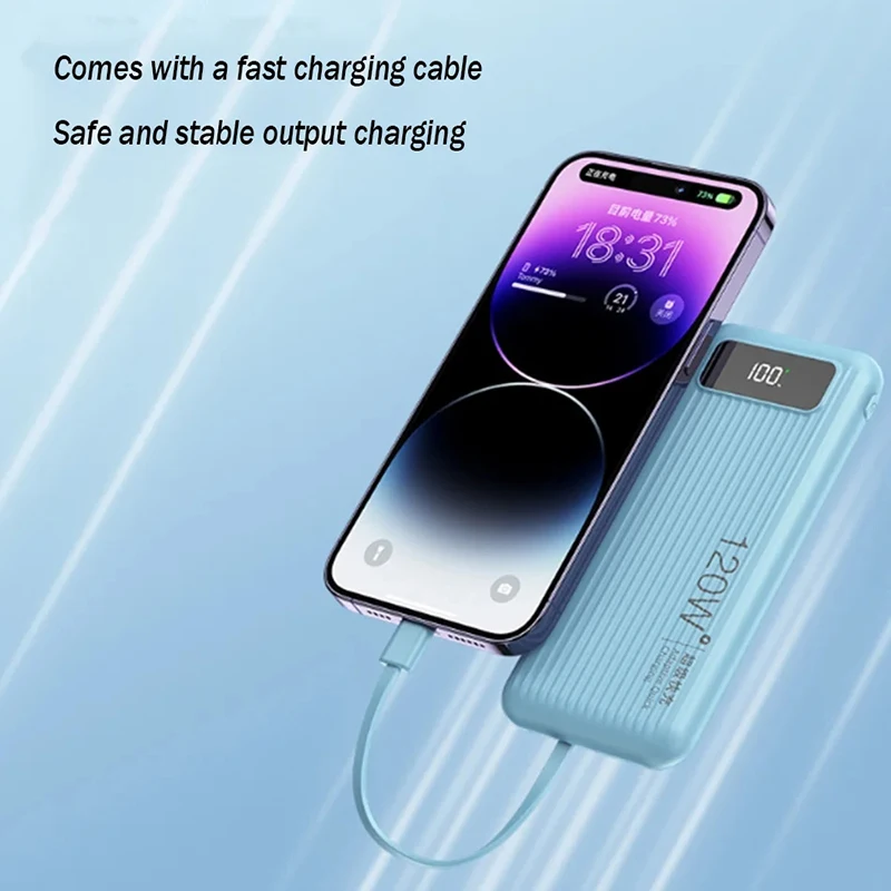 Xiaomi 120W Built-in Cable Super Fast Power Bank Capacity 20000mah Digital Display Portable External Battery For Iphone Huawei
