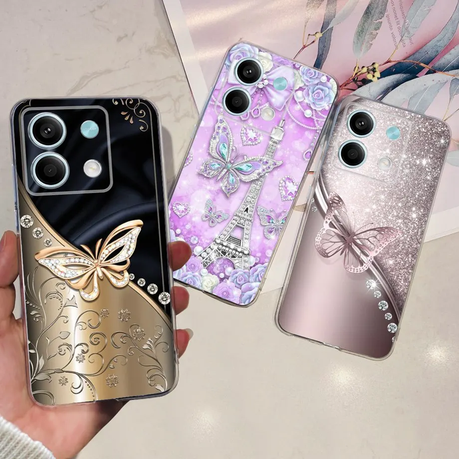 غطاء خلفي مطاطي ناعم شفاف ، نمط ملون ، شاومي ريدمي نوت 13 4G ، 13 برو ، 13R برو