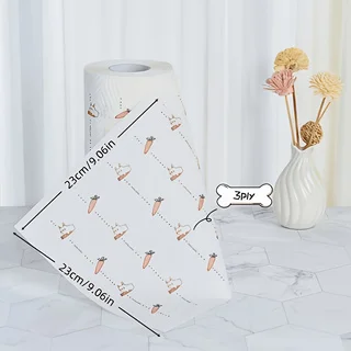 3Ply Thick Printed Kitchen Roll Paper Wet Dry Dual Use Disposable Cleaning Wipes Oil Proof Stain Cleaning Household Necessities