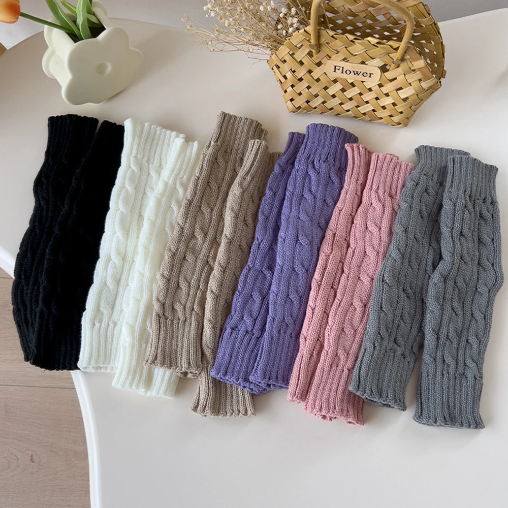 1 Pair Japanese JK Lolita Style Sweet Girl Leg Warmers Solid Color Knitted Foot Cover Women Autumn Winter Leg Warmer Heap Socks