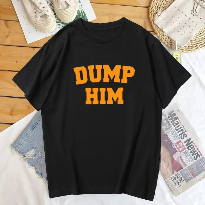 

Dump Him Мужская и женская футболка с принтом Винтажная футболка с детским мемом Летние хлопковые футболки с круглым вырезом и короткими рукавами Повседневная футболка Топы унисекс